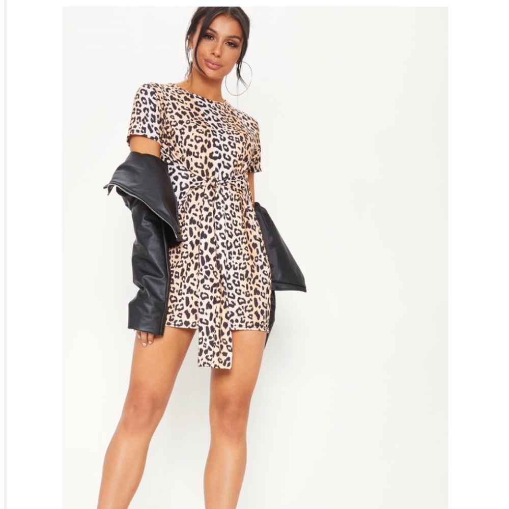 Leopard print tie dress